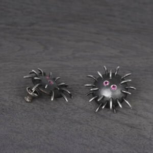 Silver Earrings "Tricksters" with Rhodolites - Image 4