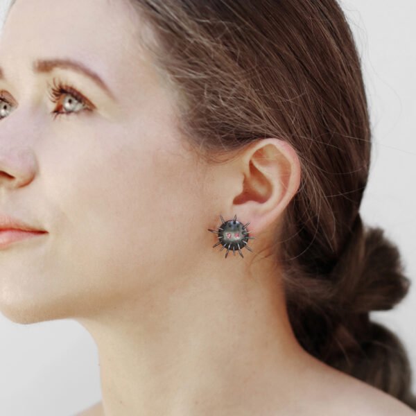 Silver Earrings "Tricksters" with Rhodolites