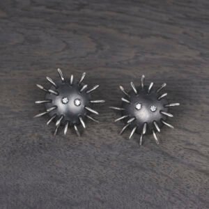 Silver Earrings "Tricksters" with Zircons - Image 2