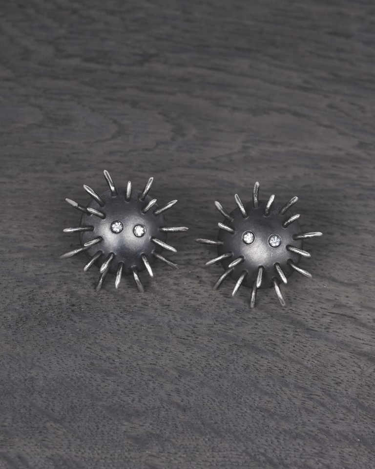 Silver Earrings "Tricksters" with Zircons