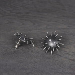 Silver Earrings "Tricksters" with Zircons - Image 4