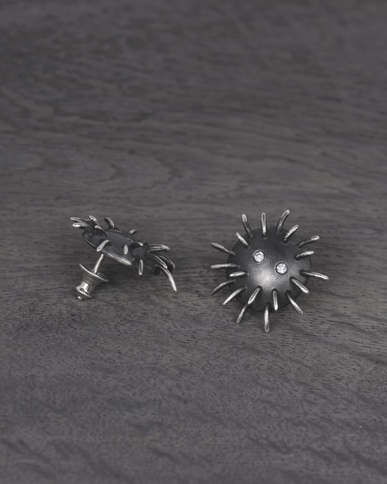 Silver Earrings "Tricksters" with Zircons - Image 4