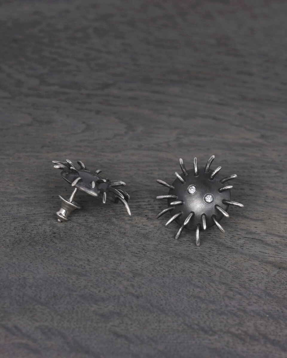 Silver Earrings "Tricksters" with Zircons - Image 4