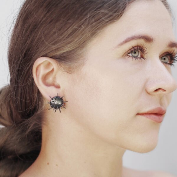 Silver Earrings "Tricksters" with Zircons