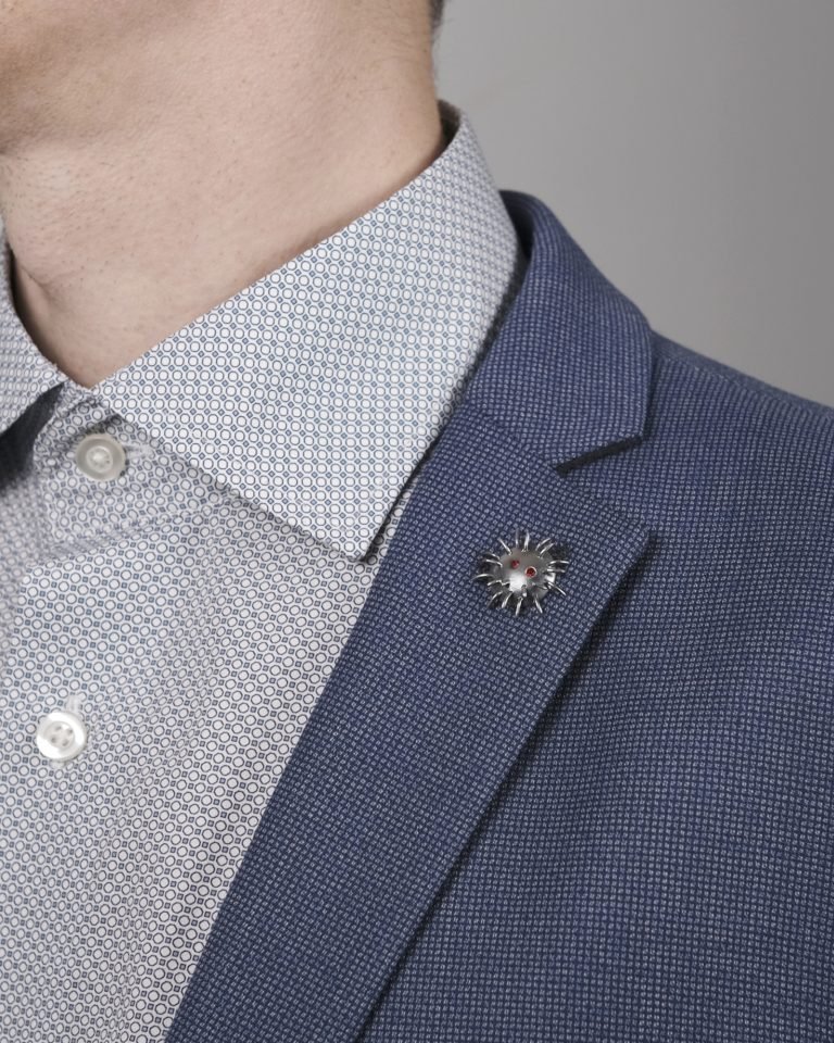 Silver Pin "Trickster" with Garnets