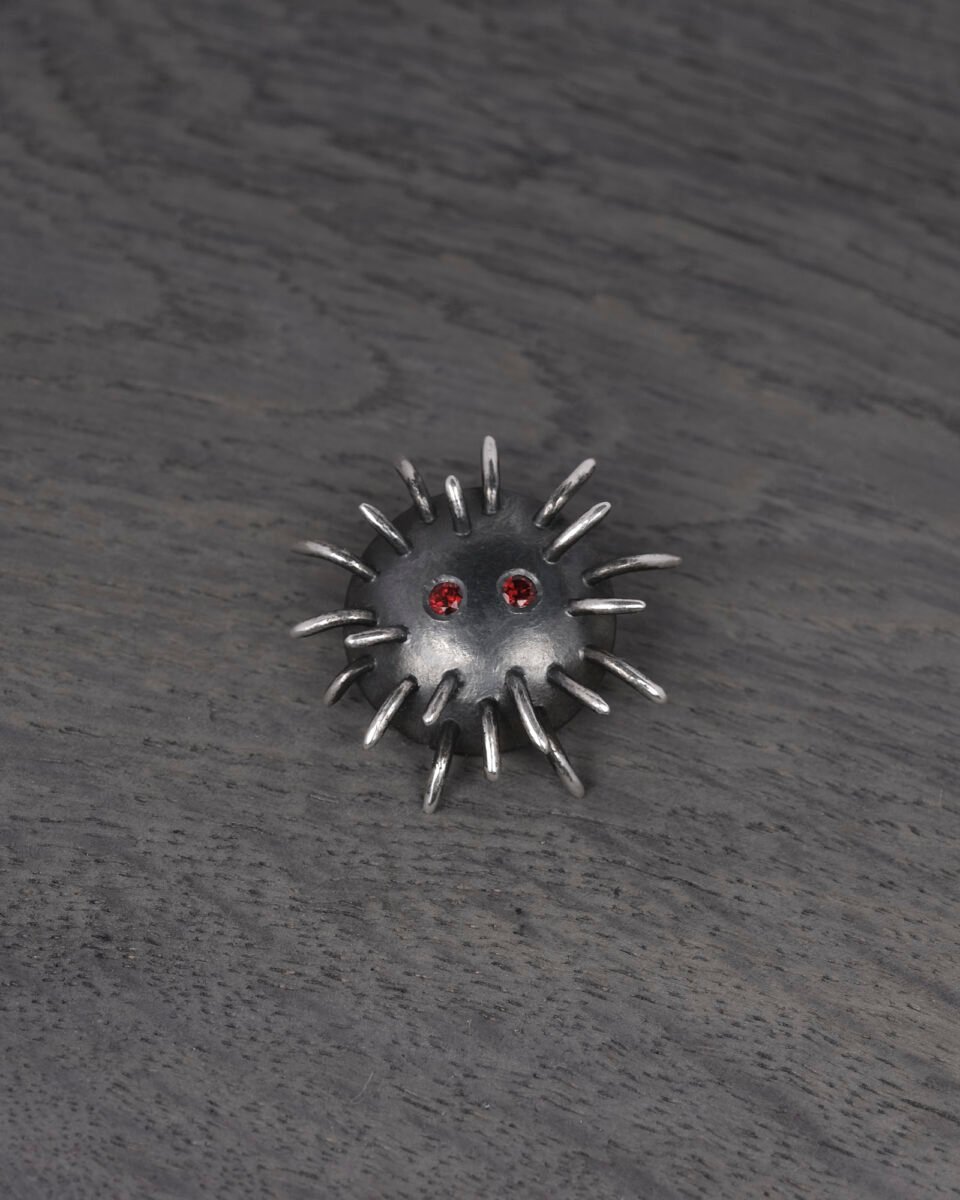 Silver Pin "Trickster" with Garnets - Image 2