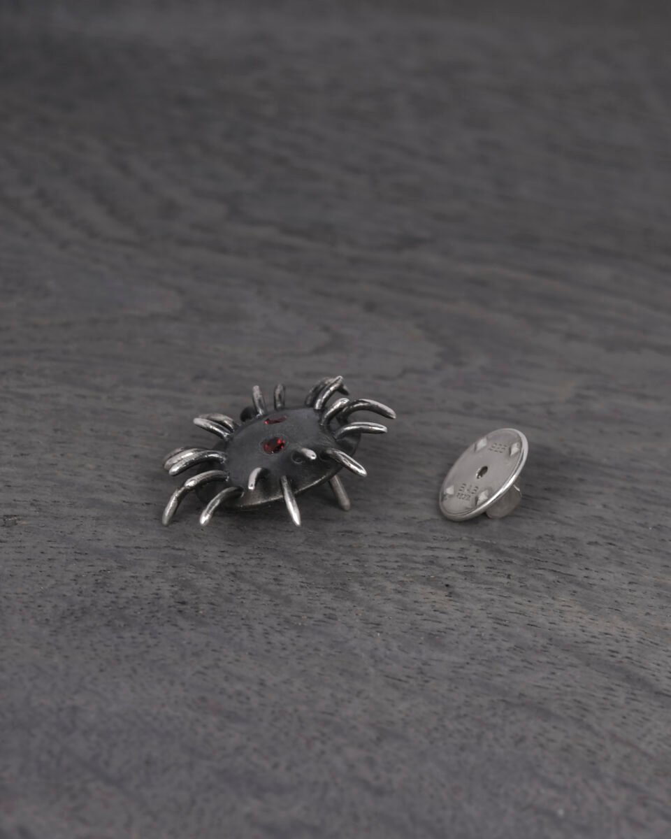 Silver Pin "Trickster" with Garnets - Image 4