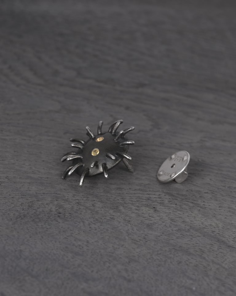 Silver Pin "Trickster" with Yellow Sapphires - Image 4