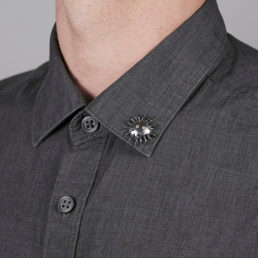 Silver Pin "Trickster" with Yellow Sapphires