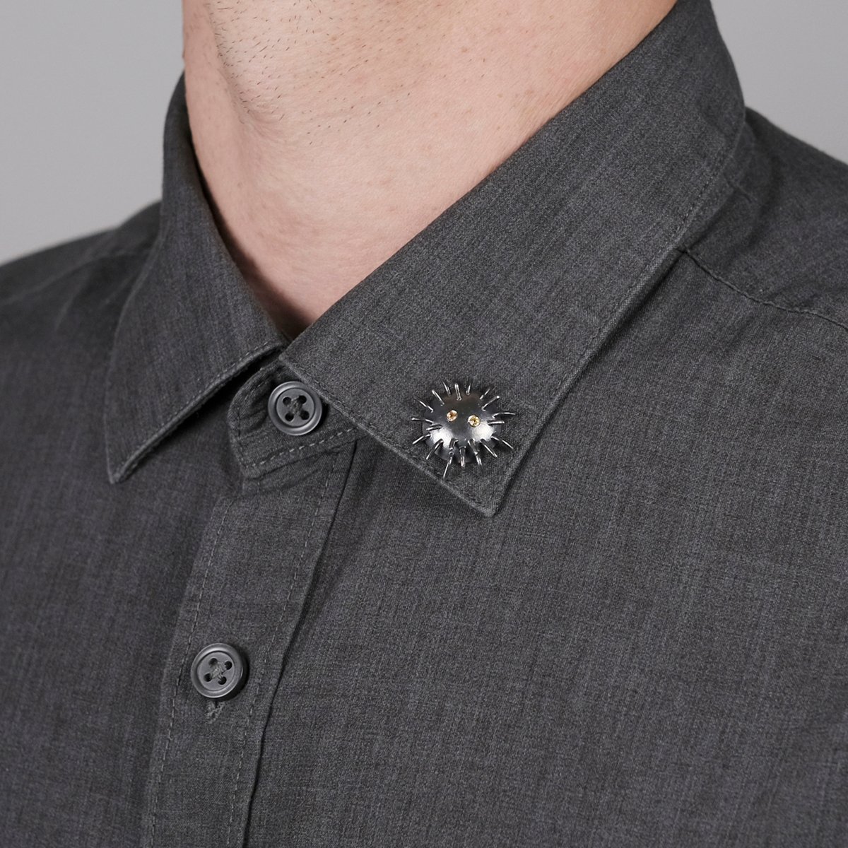 Silver Pin "Trickster" with Yellow Sapphires - Image 1