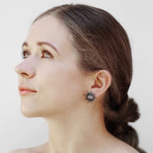 Silver Earrings "Tricksters" with Rhodolites - Image 3