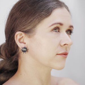 Silver Earrings "Tricksters" with Zircons - Image 3