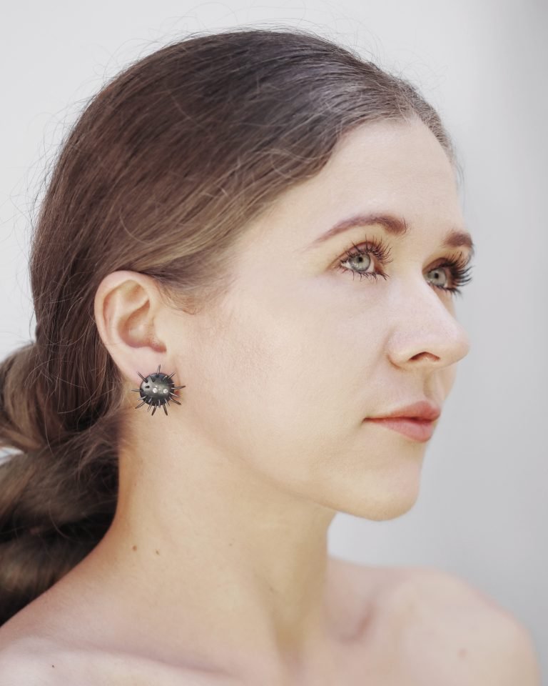 Silver Earrings "Tricksters" with Zircons - Image 3