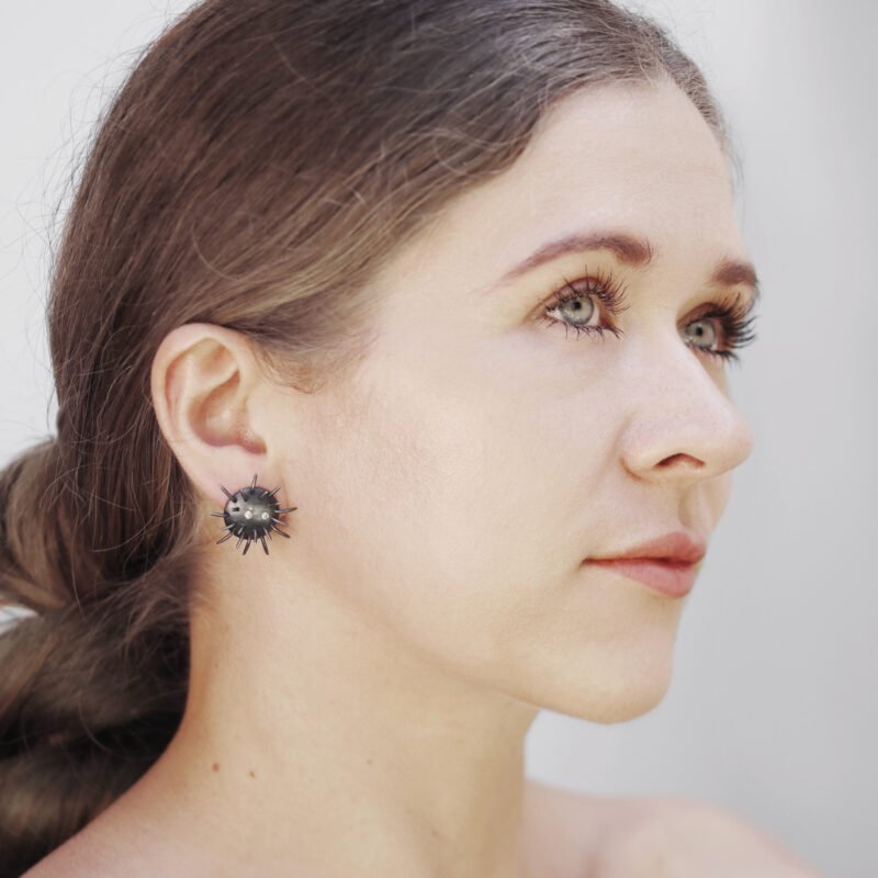 Silver Earrings "Tricksters" with Zircons - Image 3