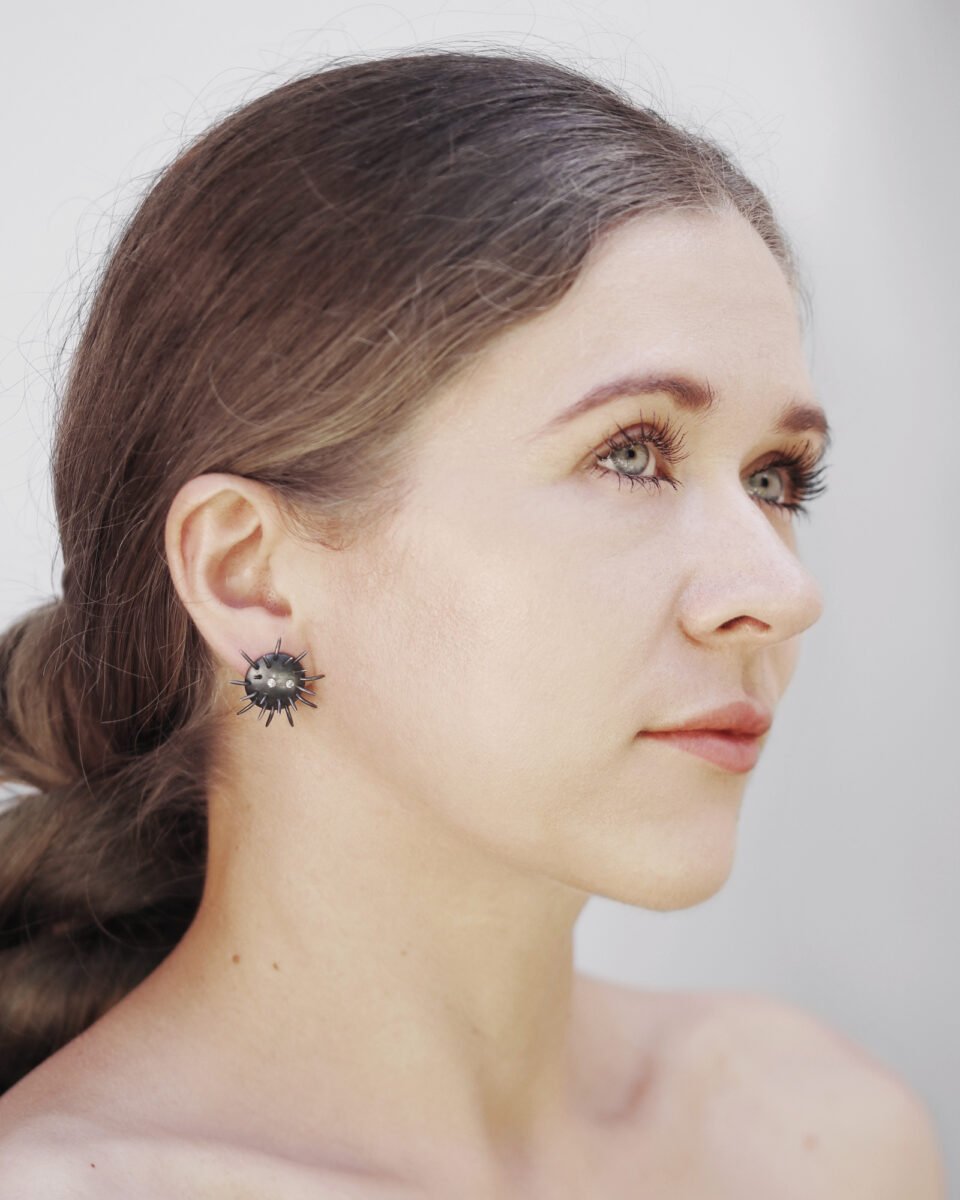 Silver Earrings "Tricksters" with Zircons - Image 3