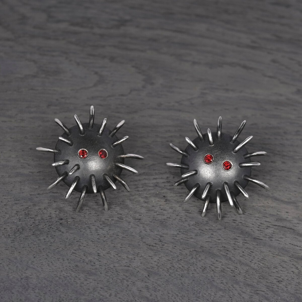 Silver Earrings "Tricksters" with Garnets - Image 2