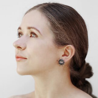 Silver Earrings "Kratt" with Rhodolites