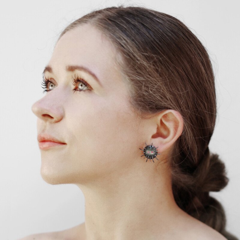 Silver Earrings "Tricksters" with Rhodolites - Image 1
