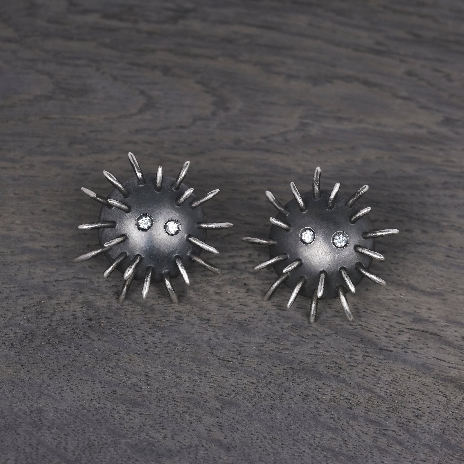 Silver Earrings "Tricksters" with Zircons - Image 2