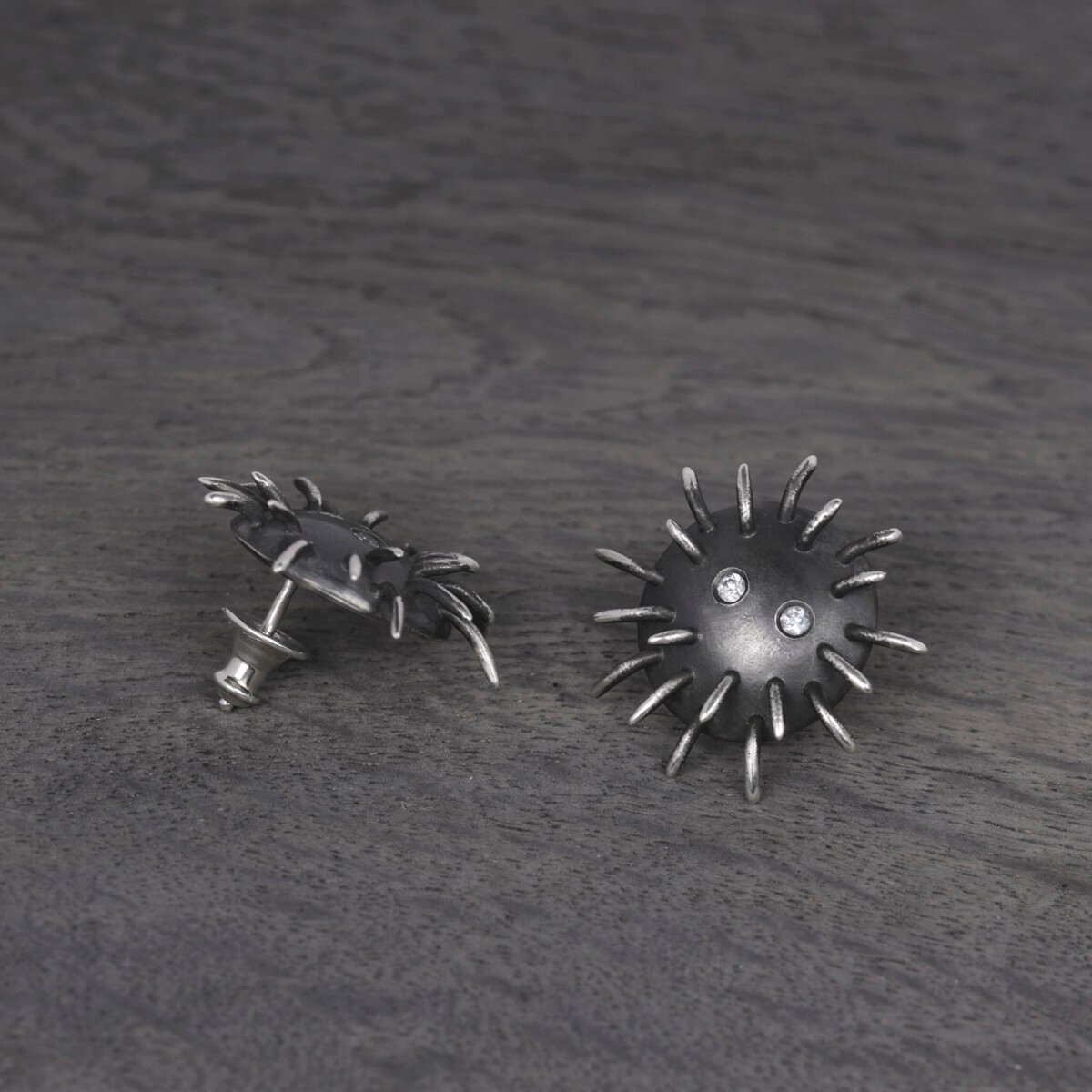 Silver Earrings "Tricksters" with Zircons - Image 3