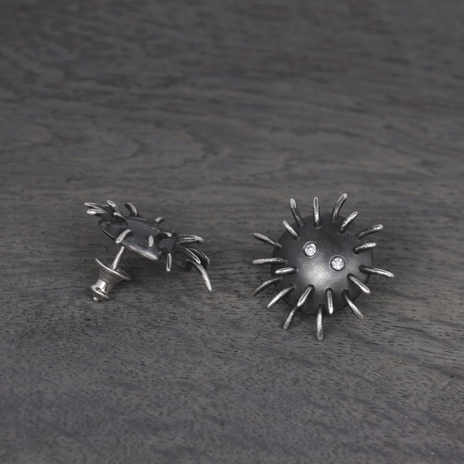 Silver Earrings "Tricksters" with Zircons - Image 3