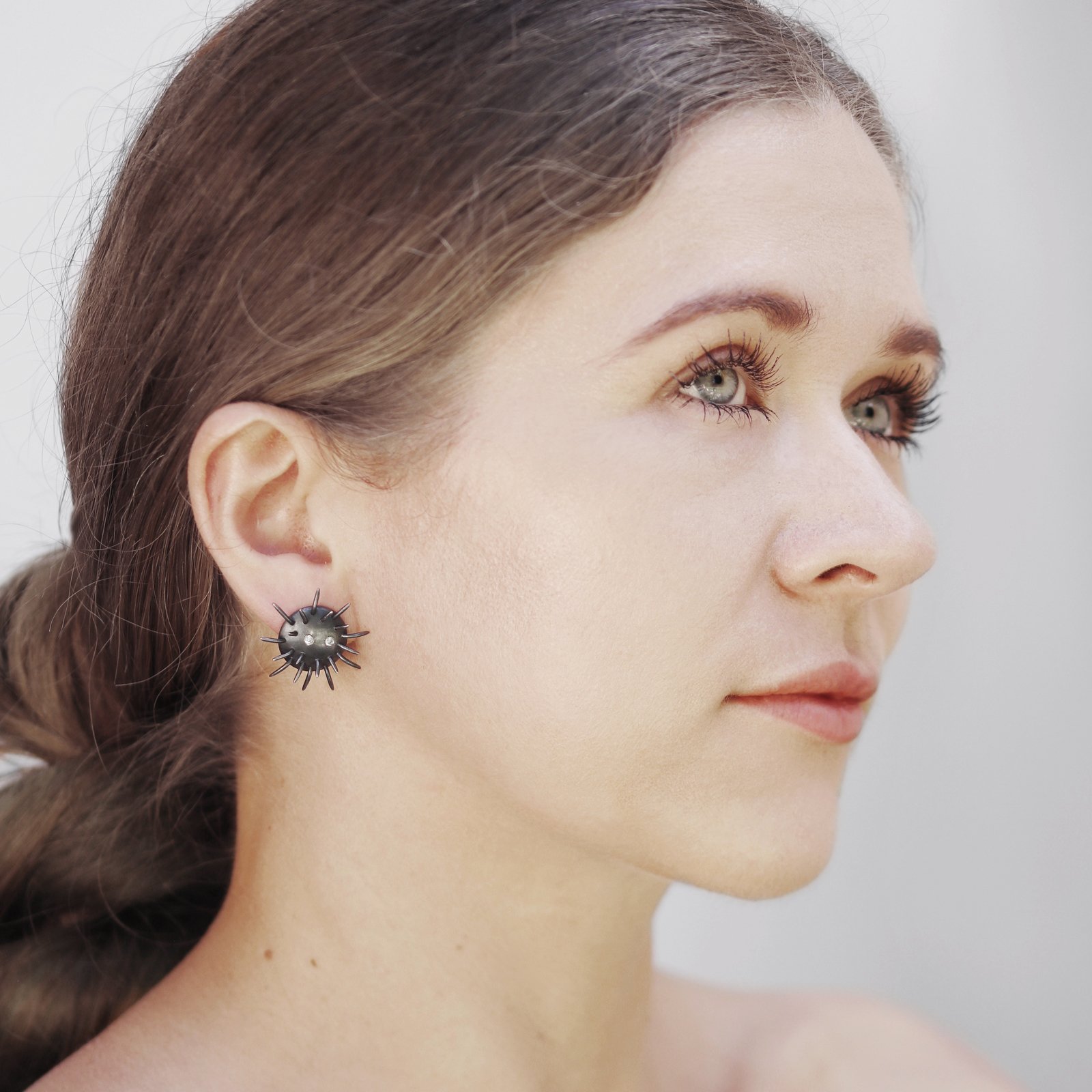 Silver Earrings "Tricksters" with Zircons - Image 1