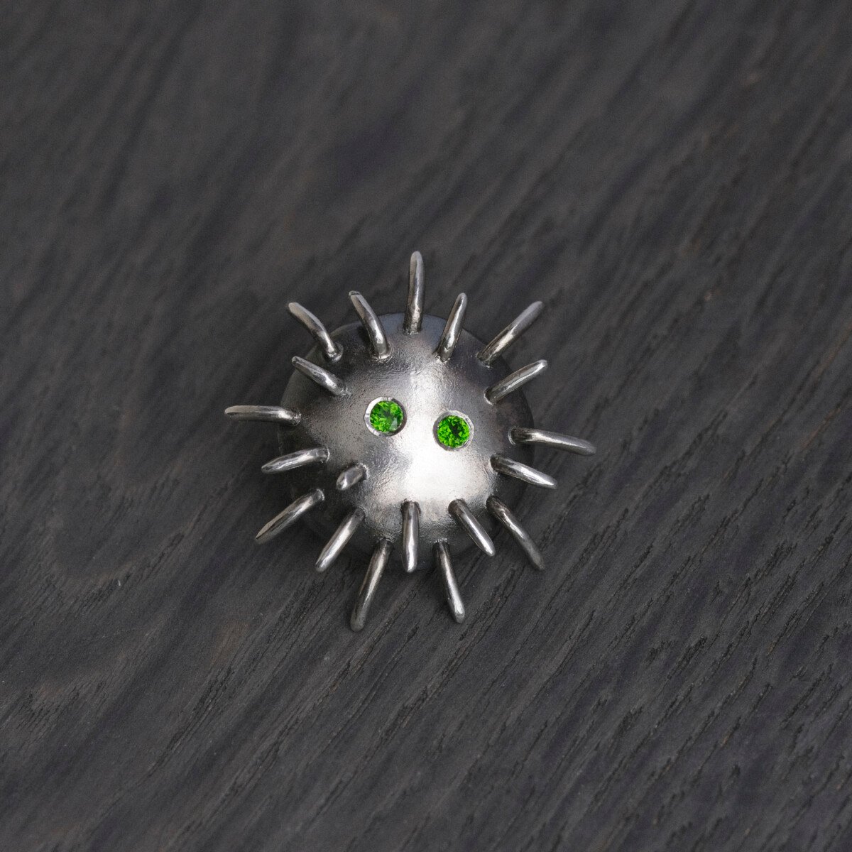 Silver Pin "Trickster" with Chrome Diopsides - Image 1