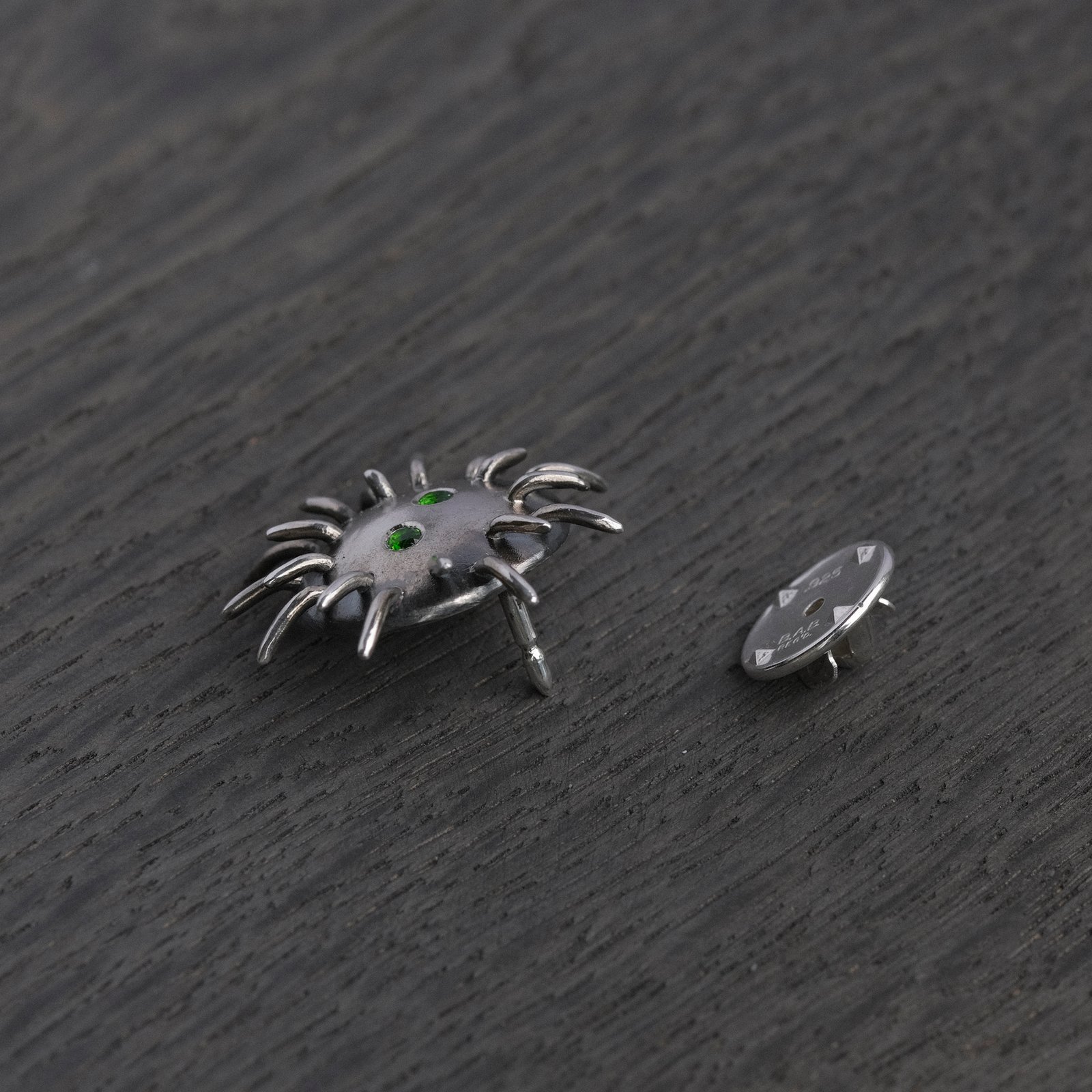 Silver Pin "Trickster" with Chrome Diopsides - Image 3