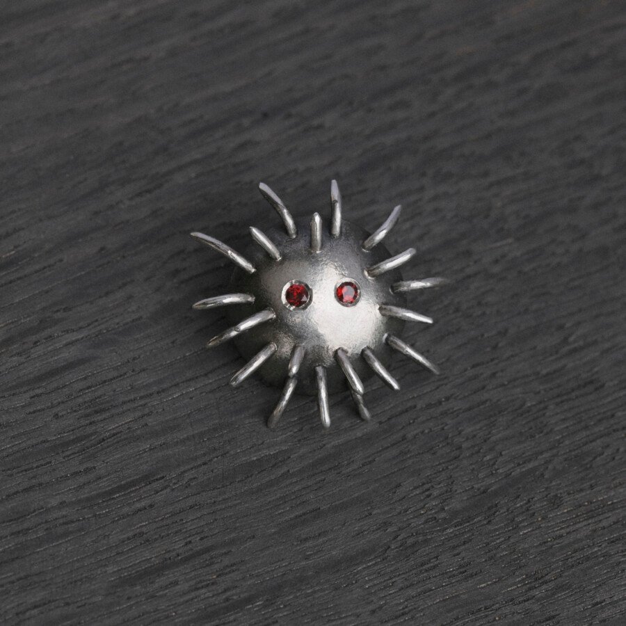 Silver Pin "Trickster" with Garnets