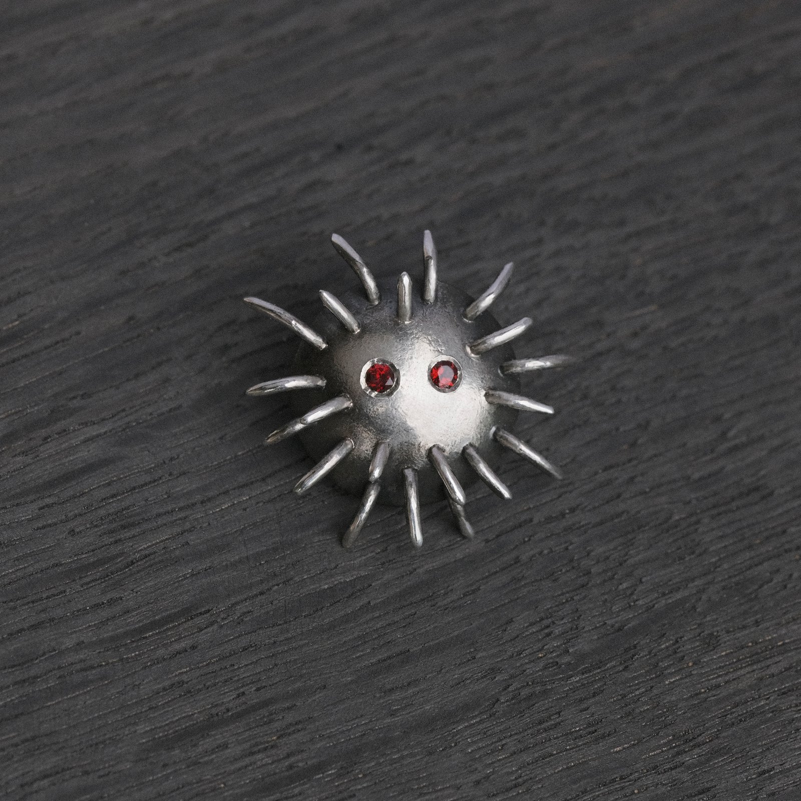 Silver Pin "Trickster" with Garnets - Image 1