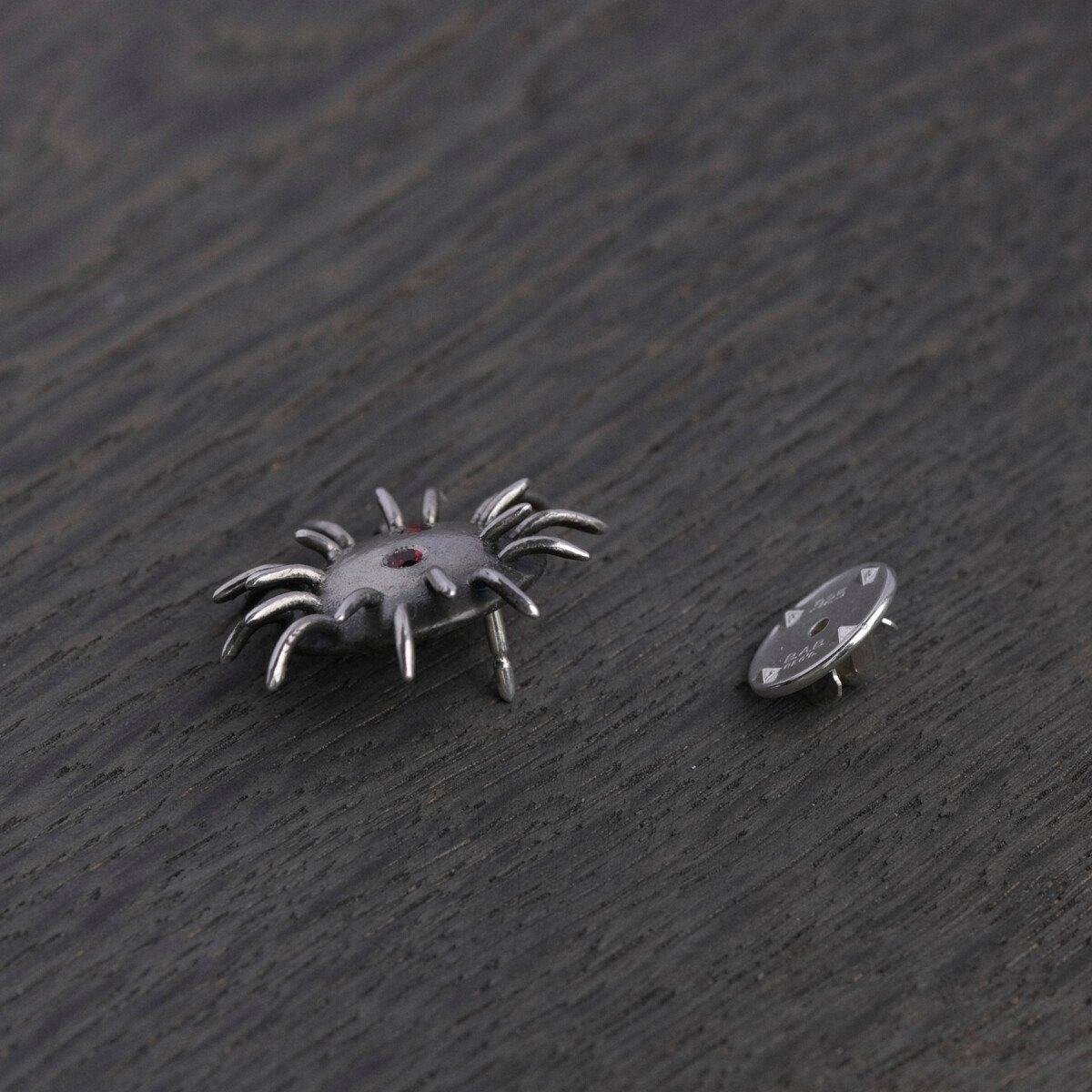 Silver Pin "Trickster" with Garnets - Image 2