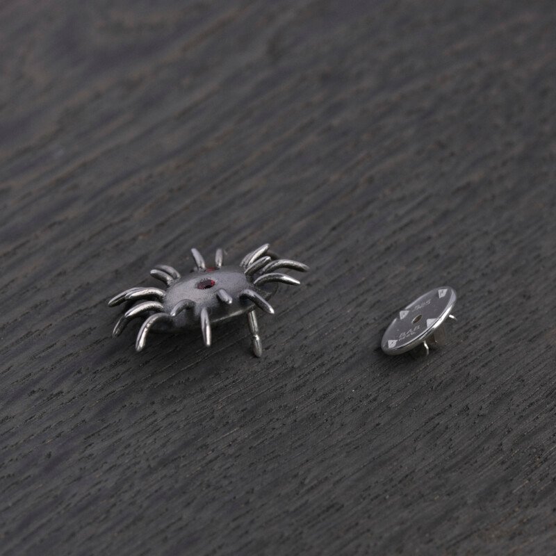Silver Pin "Trickster" with Garnets - Image 2