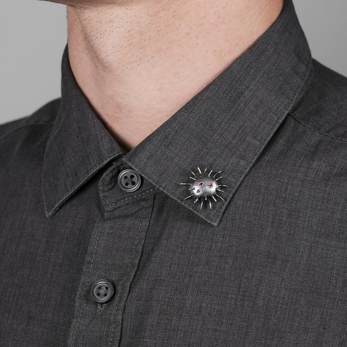 Silver Pin "Trickster" with Rhodolites - Image 2