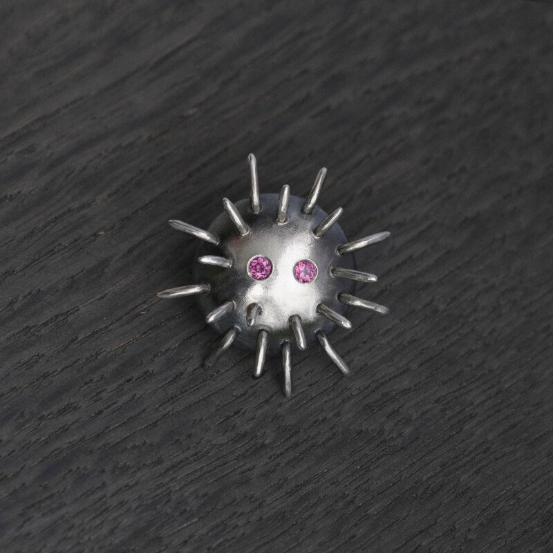 Silver Pin "Trickster" with Rhodolites - Image 1