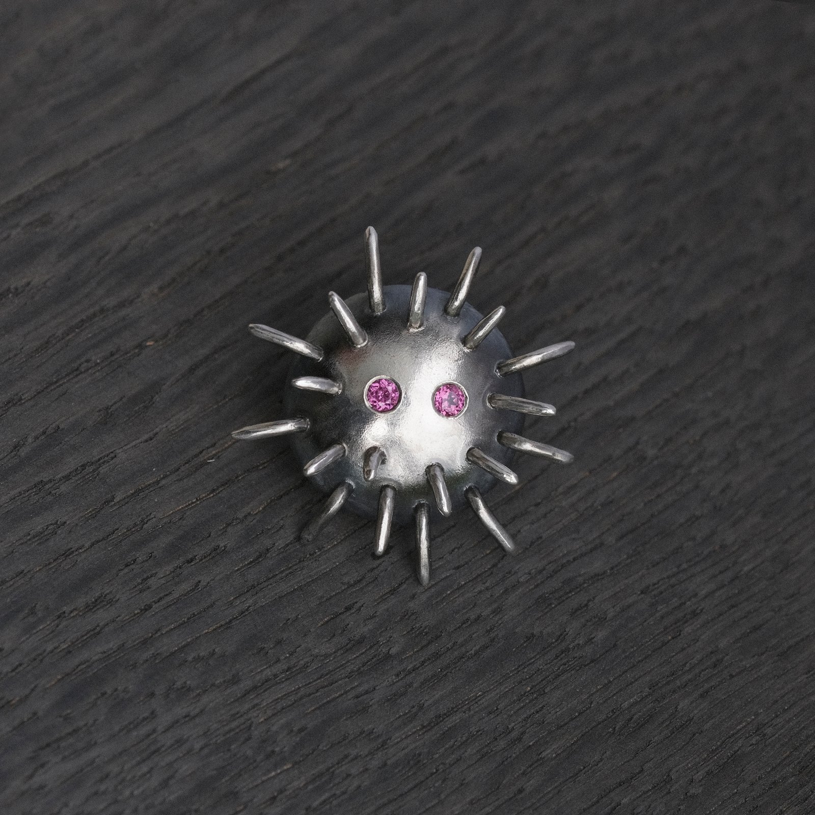 Silver Pin "Trickster" with Rhodolites - Image 1