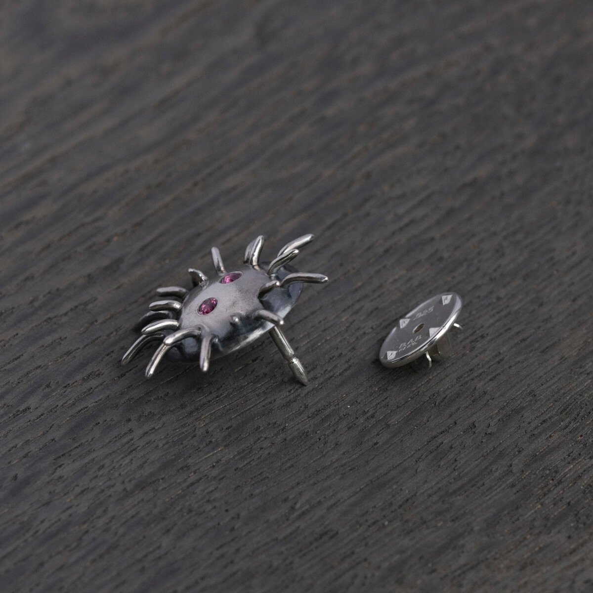Silver Pin "Trickster" with Rhodolites - Image 3