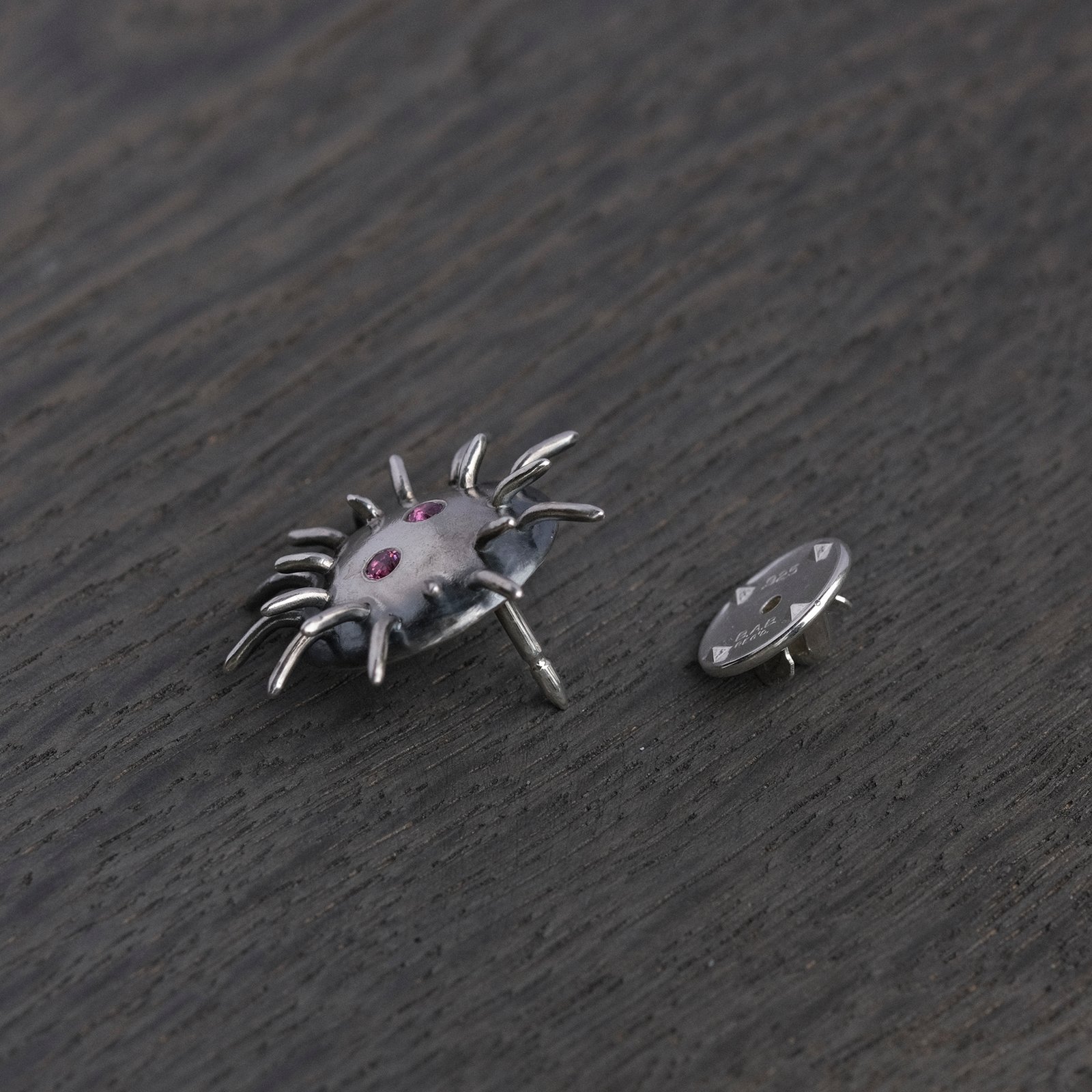 Silver Pin "Trickster" with Rhodolites - Image 3