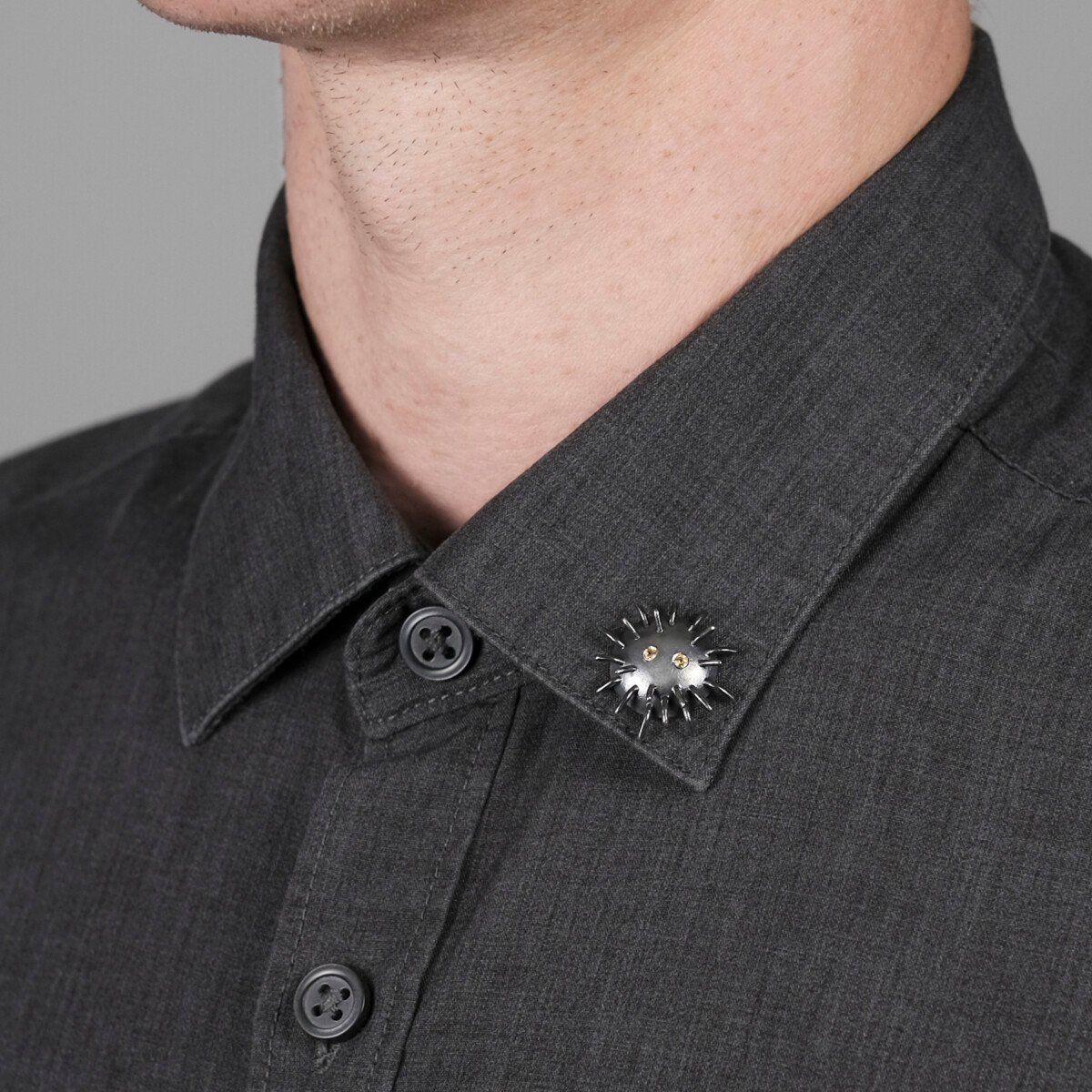 Silver Pin "Trickster" with Yellow Sapphires - Image 1