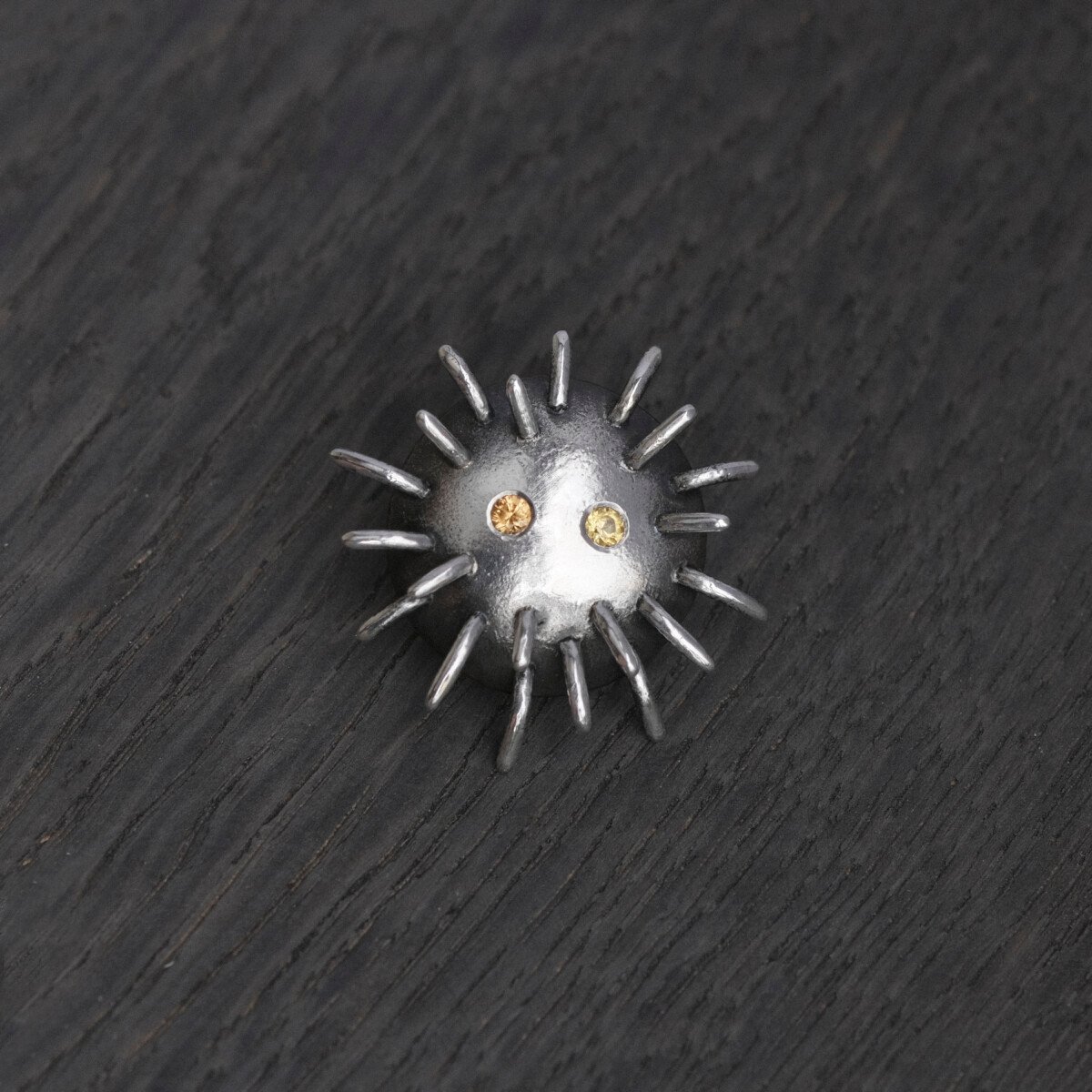 Silver Pin "Trickster" with Yellow Sapphires - Image 2
