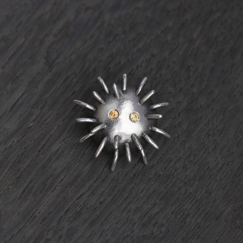 Silver Pin "Trickster" with Yellow Sapphires - Image 2