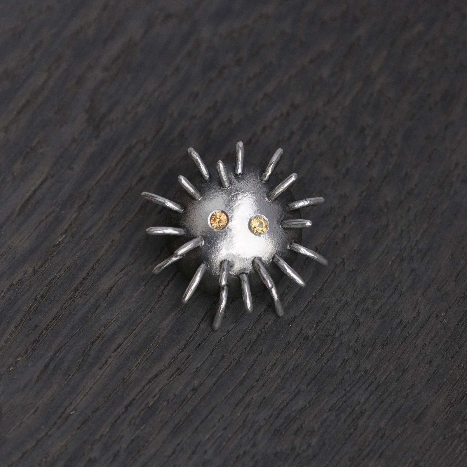 Silver Pin "Trickster" with Yellow Sapphires - Image 2
