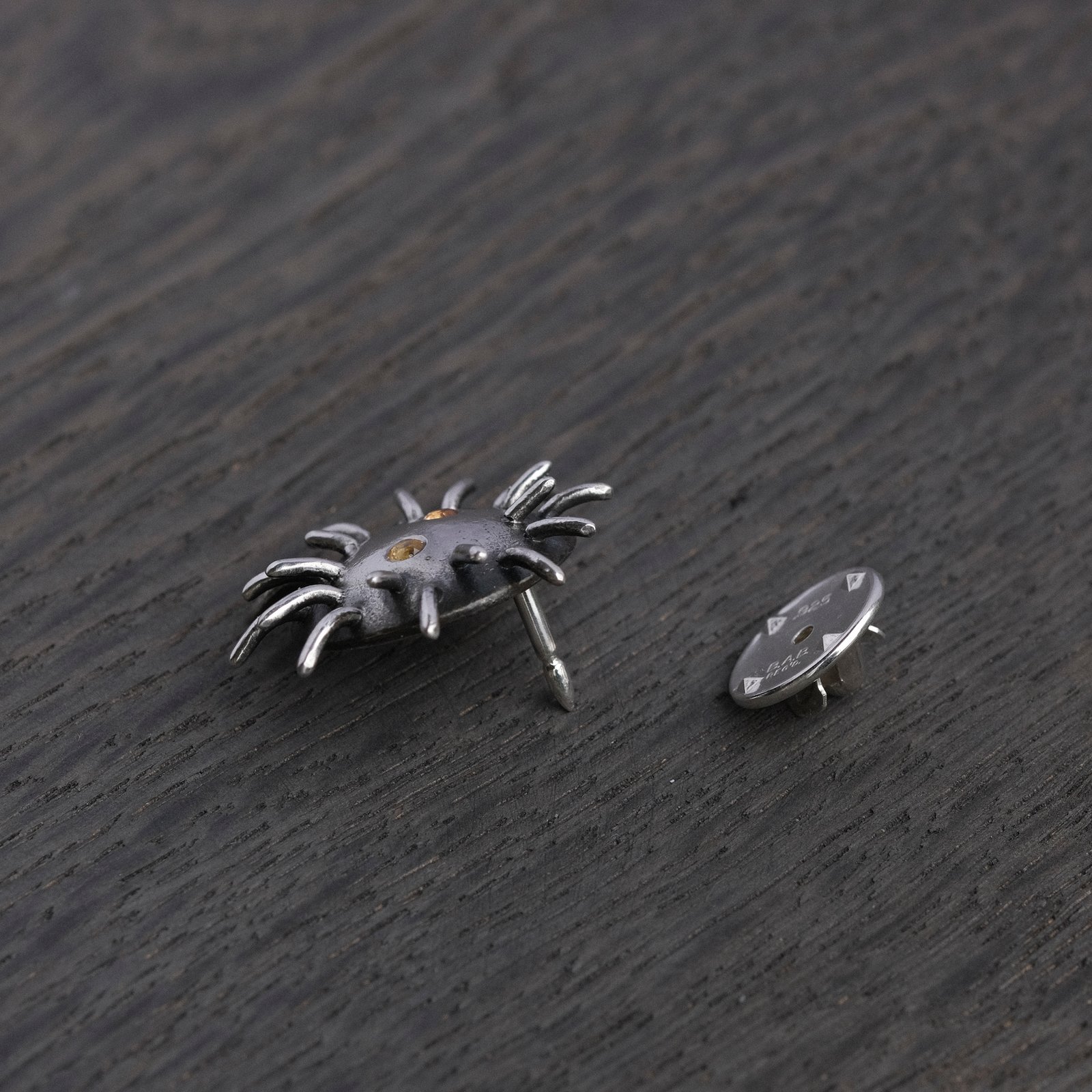 Silver Pin "Trickster" with Yellow Sapphires - Image 3