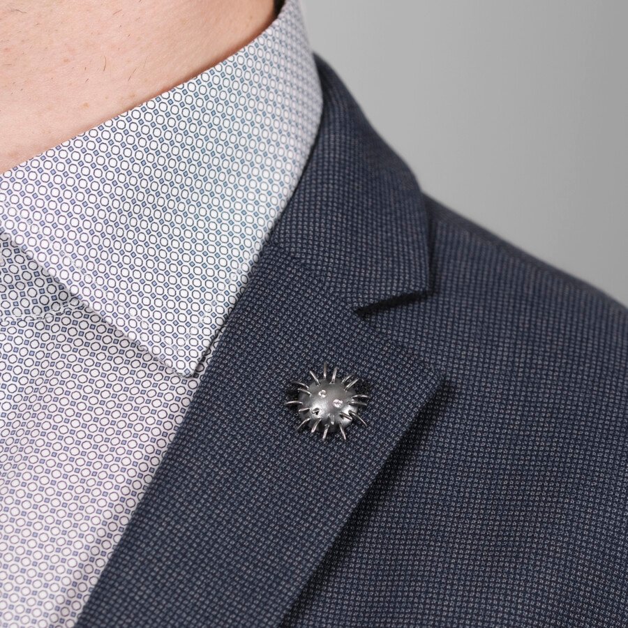 Silver Pin "Trickster" with Zircons