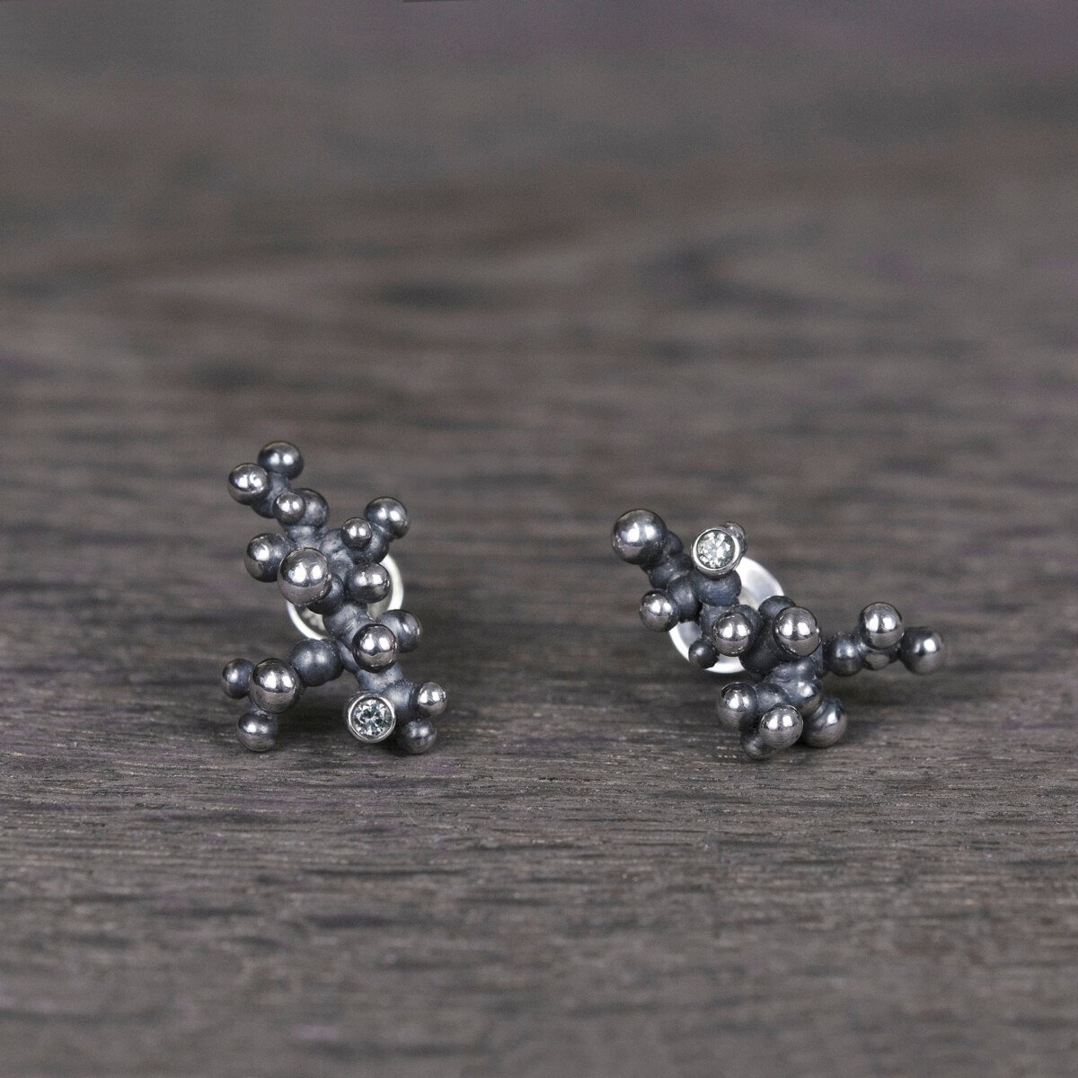 Silver Earrings "Colony" with Pale Green Sapphires - Image 1