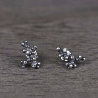 Silver Earrings "Tiny Potatoes" with Pale Green Sapphires