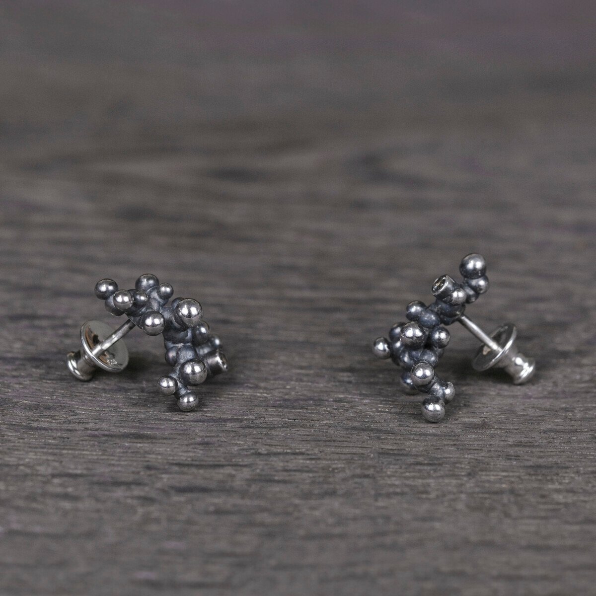 Silver Earrings "Colony" with Pale Green Sapphires - Image 2