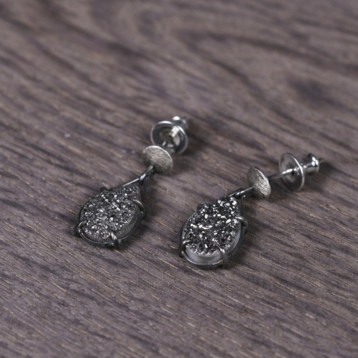 Silver Earrings "Druzy Drops" - Image 2