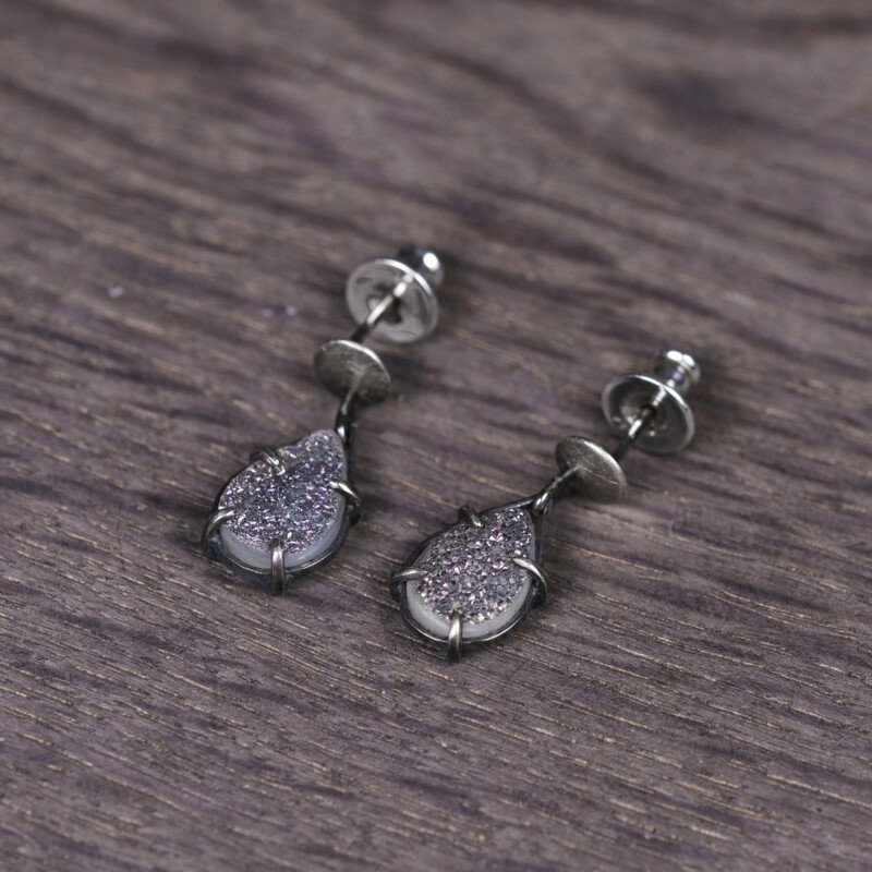 Silver Earrings "Druzy Drops" - Image 2