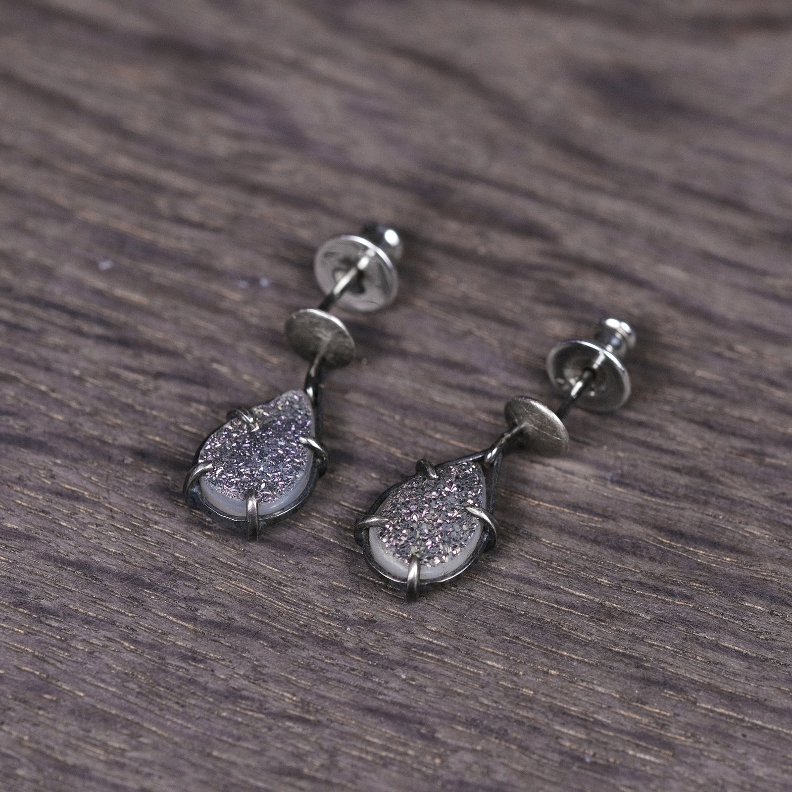 Silver Earrings "Druzy Drops" - Image 2