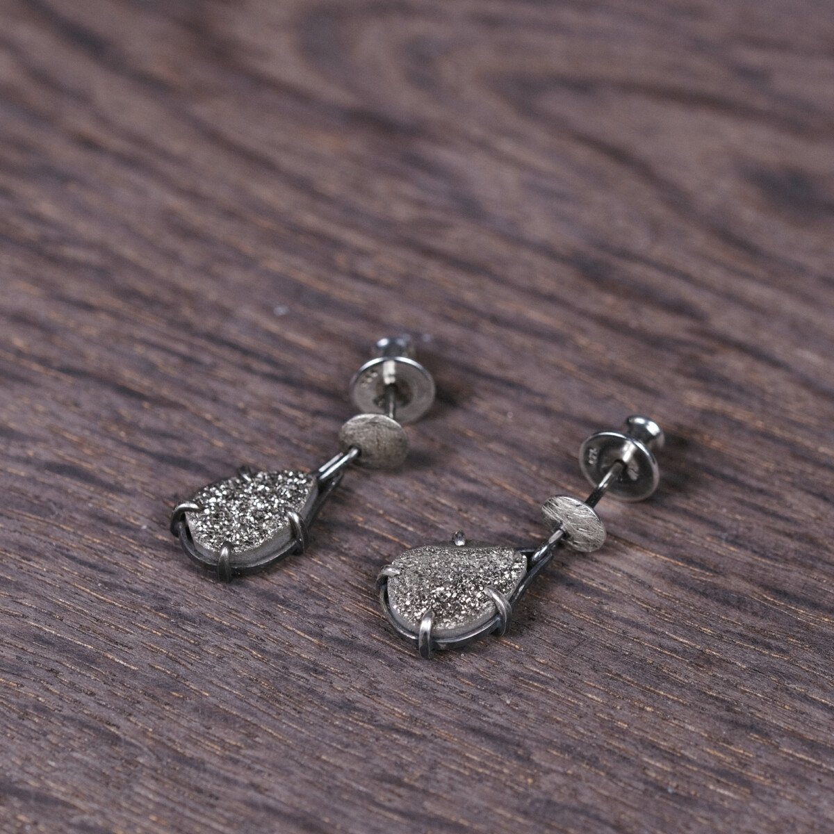 Silver Earrings "Druzy Drops" - Image 2